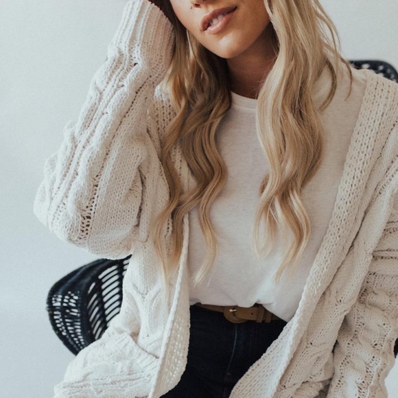 Carly Jean Los Angeles Sweaters - CJLA Ivory Cardigan